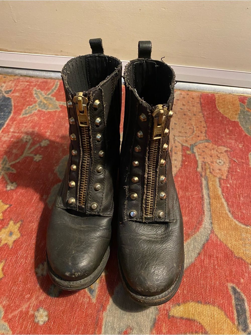 Zip Front Moto Boots Sz 38/7.5